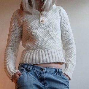 Cotton Emporium Cream Knit Hooded Sweater